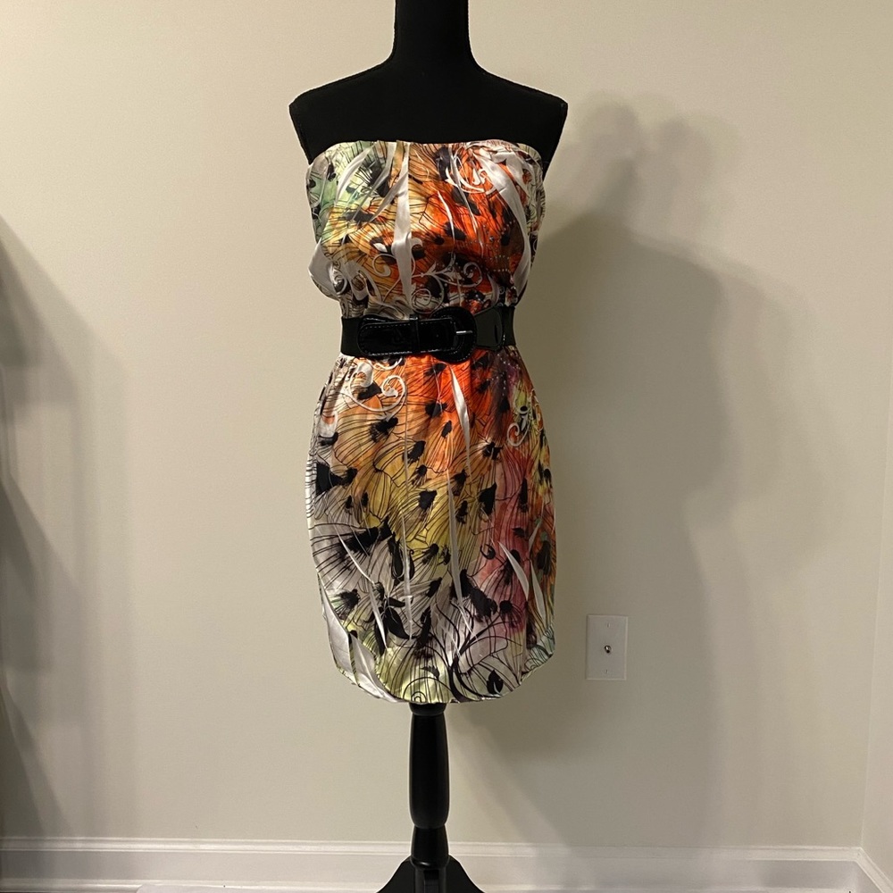 Fashion to figure multicolored tube top dress.